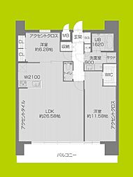 プレジオ北浜 2LDKの間取図画像