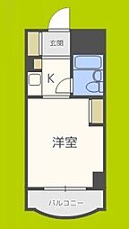 エステハイツ塚本 1Kの間取図画像