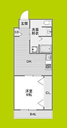 東梅田レジデンス 1DKの間取図画像