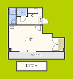 リヴァー住之江B棟 1Kの間取図画像