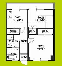 ワイエスマンション 2DKの間取図画像