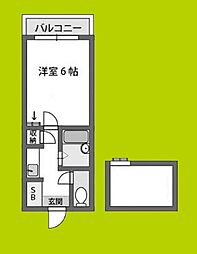 シャルマンフジ住吉壱番館 1Kの間取図画像
