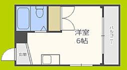 北野第5ハイツ ワンルームの間取図画像