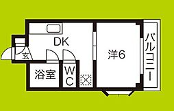 エトワール豊新2 1DKの間取図画像