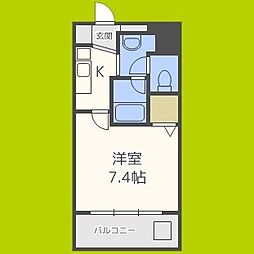 LiAnge難波 1Kの間取図画像