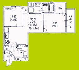 ピレーネ北条V 2LDKの間取図画像