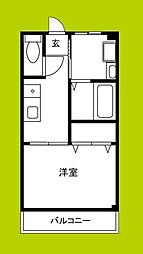 双輪建物第八コーポ 1DKの間取図画像