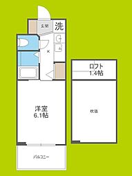 エステムコート新大阪5ソレックス 1Kの間取図画像