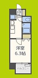 プレサンス上町台東平 1Kの間取図画像