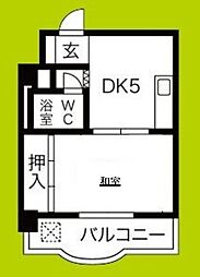 プラザ末吉橋 1DKの間取図画像