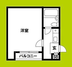 ヴェルテ北巽 1Kの間取図画像