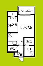 堺市堺区賑町1丁アパート 1LDKの間取図画像