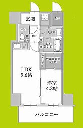 ハイラインV 1DKの間取図画像
