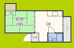 ハイム蘭 1DKの間取図画像