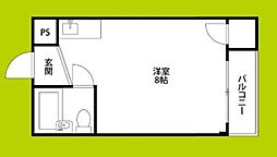 キングスアヴェニュー流町B棟 ワンルームの間取図画像