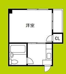 19ウエムラグリーンハイム 1Kの間取図画像