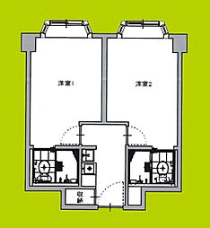 グランデュース難波桜川 2Kの間取図画像