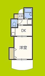 ノルデンハイム東三国B棟 1DKの間取図画像
