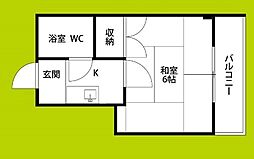 プレアール豊里2 1Kの間取図画像