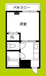 オーシャンハイツ 1Kの間取図画像