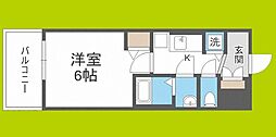 アドバンス大阪グロウス2 1Kの間取図画像