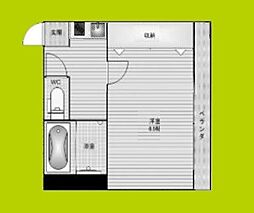 アワーズ長柄 1Kの間取図画像