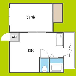 グランビルド長居 1DKの間取図画像