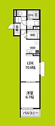 ヴィブレ ウーノ 1LDKの間取図画像