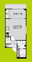 ルクス西宮北口 1LDKの間取図画像
