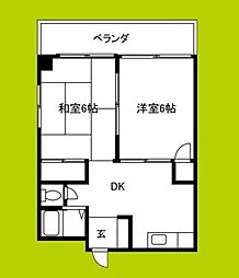 相原マンション 2DKの間取図画像