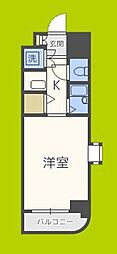 クラウンハイム夕陽丘 1Kの間取図画像