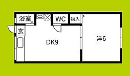 金龍マンション 1LDKの間取図画像