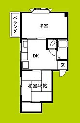 エトワール住之江 2DKの間取図画像