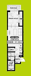 プレミア大日 1LDKの間取図画像
