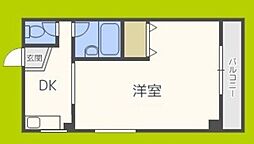 東道頓堀双葉プラザ 1DKの間取図画像