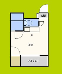 吉川マンション ワンルームの間取図画像