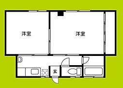 歌島ハイツ 2Kの間取図画像