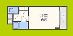 パールハイム駒川 1Kの間取図画像