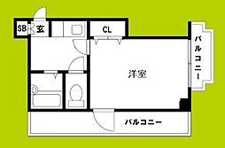 ルミナス難波 1Kの間取図画像