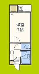 ブルーメイトA 1Kの間取図画像