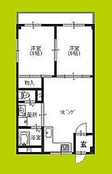 玉出プラザ 2LDKの間取図画像