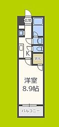 レジディア京町堀 1Kの間取図画像