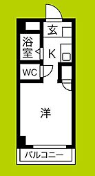 クレイン新大阪 ワンルームの間取図画像