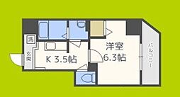 グランパシフィック毛馬 1Kの間取図画像