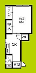 ライフイン住之江C 1DKの間取図画像