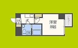 TheParkcross阿波座 1Kの間取図画像