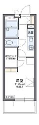レオパレスシャンブル高殿2 1Kの間取図画像