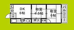 長吉コーポ 2DKの間取図画像