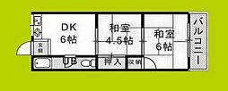 長吉コーポ 2DKの間取図画像