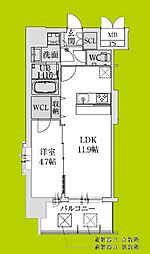 スプランディッド堺東III 1LDKの間取図画像